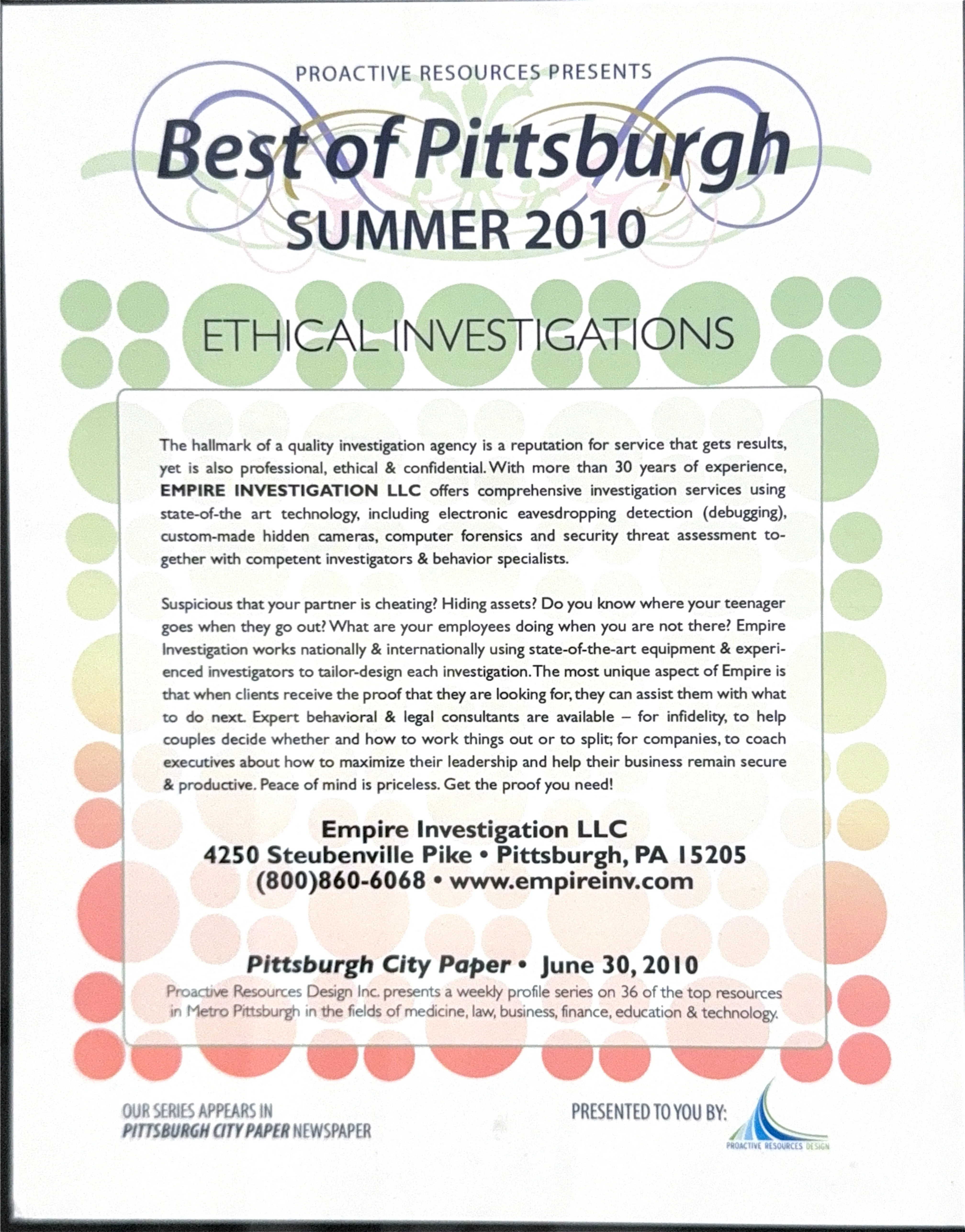 Best of Pittsburgh: Ethical Investigations